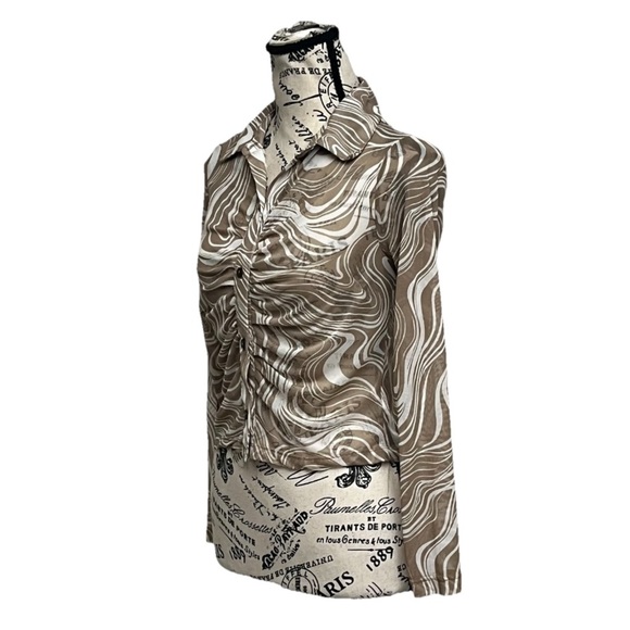 Meraki Mesh Sheer Crop Top Blouse 70s 80s Hippie Casual 90s Y2k Retro S Boho - Picture 2 of 9